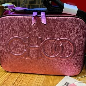 Jimmy Choo Peony Camera Bag with Metallic Leather